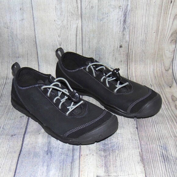 KEEN Hush Lea CNX Black Leather Sneakers Womens Size 8 - Picture 1 of 7